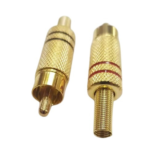 Kit 40 Plugs Rca Conector Macho 4mm Dourado C/ Mola 20 Pares