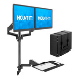 Soporte De Pared Para 2 Monitores Hasta 32  Y Laptop, Negro