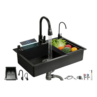 Fregadero De Organizadores Cocina De Acero Inoxidable 75x45 Color Negro | Envío gratis