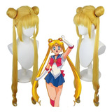 Sailor Moon Crystal Tsukino Usagi Gold Cosplay Peluca 80cm