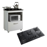 Kit Balcão Cooktop Itatiaia 1 Porta C/ Fogão Cooktop 5 Bocas Cor Branco