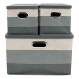 Set 3 Cajas De Almacenamiento Gris