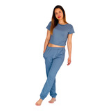 Pijama Pantalón Mujer  Y Camiseta  En Piel De Durazno 