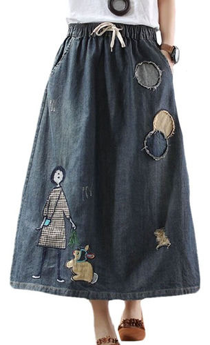 Faldas De Jean Holgadas Con Bordado Clásico Vintage De Moda