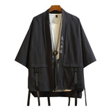 Hombres Japonés Bordado Kimono Chaqueta Chaqueta Retro