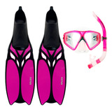 Kit Mergulho Cetus Shark Fun 3pç (máscara Nadadeira Snorkel) Tamanho Rosa 33-34