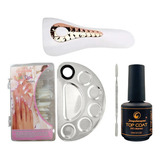 Kit Manicure Tips + Mini Cabine + Top Coat + Placa Meia Lua