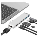 Adaptador Macbook Pro Air 13 15 Usb C Hub Hdmi Micro Sd 7-1 Color Gris