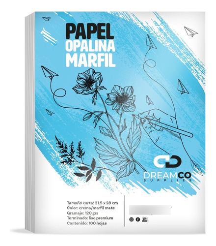 Papel Opalina Marfil Premium Carta 120grs Paquete 100 Hojas