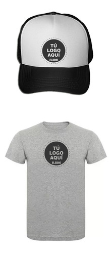 Combo Remera + Gorra Personalizada Con Tu Logo Frase Foto