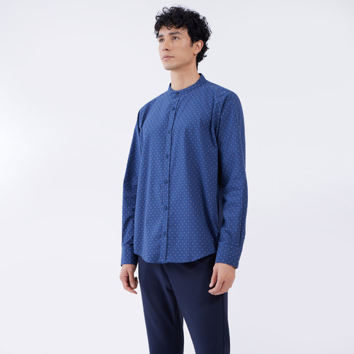 Camisa Hombre Ostu M/l Azul Algodón 60010592-50896