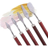 Kit 5 Espátulas Aço Pintura Tela Artesanato Artista Hobby