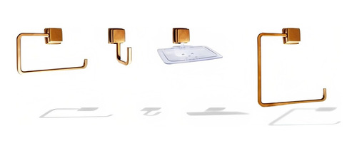 Juego Accesorios Baño Squadra X 4 Pzs Oro Rosa Plástico