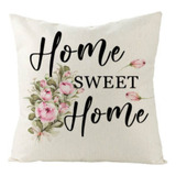 Funda Cojin 45x45 Decorativo Sweet Home Blanco Lino Poly