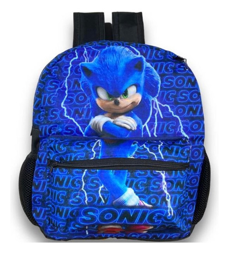 Mochila Escolar Infantil Bolsa Sonic O Filme Costas + Brinde