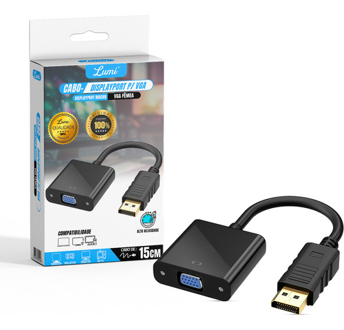 Cabo Adaptador Displayport Para Vga Lumi