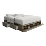 Box De Cama Zapatero Base Sommier 180 X 200 Nogal Con Gris 