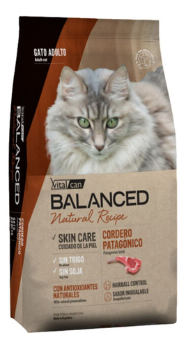 Alimento Vitalcan Balanced Recipe Cordero Gato Adulto 7,5 Kg