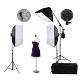 Kit Iluminação Estúdio Pk-sb03c/ Softbox 50x70 E Girafa 110v Estrutura Preto Luz Branco-frio