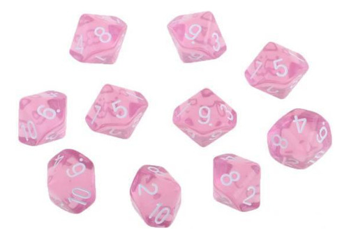 5 X 10x Dados Caras D10 Acces Prop Para Juegos Rpg Rosado