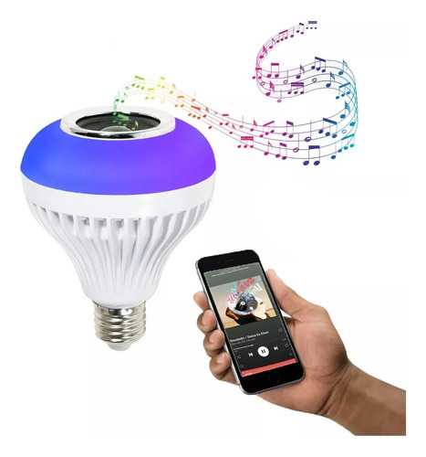 Lâmpada Led Rgb 12w Caixa De Som Bluetooth Controle Remoto