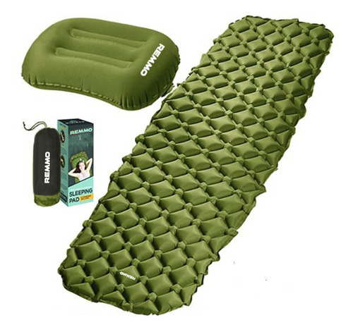 Colchoneta Inflable Remmo Almohada Camping Liviana 1 Plaza