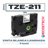 Cinta Tze-211 Para Rotuladora Brother Modelo Pt, 6mm X 8m