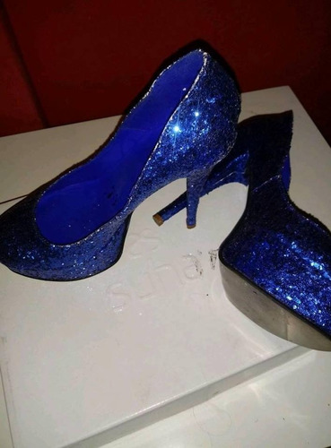Zapatos De Fiesta Glitter Azul