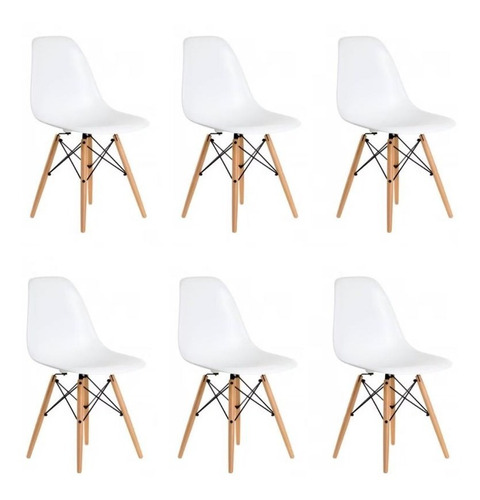 Pack 6 Silla Eames Clásica Blanca / C & S Market 