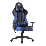 Cadeira De Escritório Fortrek Cruiser Gamer Ergonômica  Preto E Azul Com Estofado De Couro Sintético