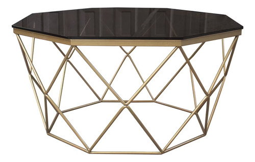 Mesa De Centro Mesa Auxiliar Octagonal Dorada 80 Cm Moderna 