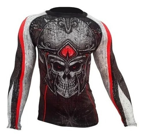 Remera Spartan Skull Fgt Compresión Primera Piel Lycra Rash 