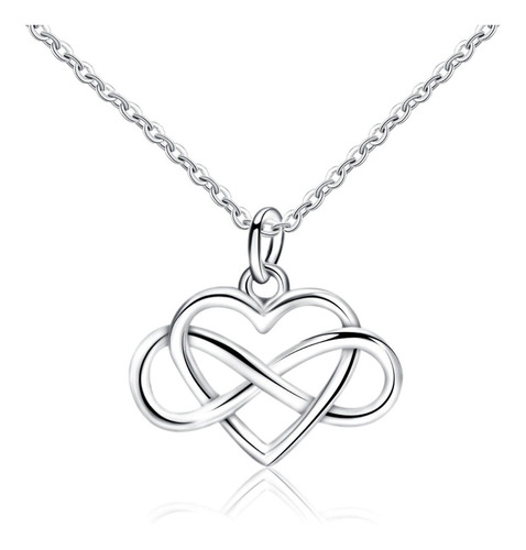 Collar Corazon Infinito Amor Bañado Plata 925 / Todojoyas