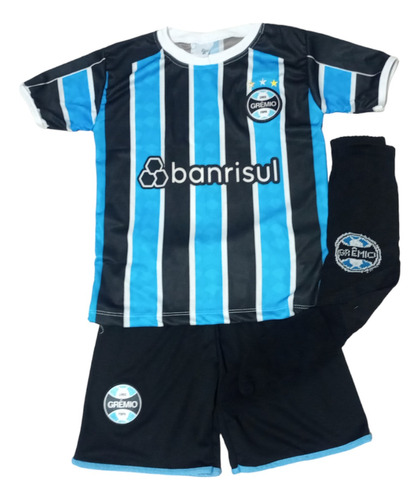 Kit Conjunto Uniforme Infantil Grêmio + Meião 