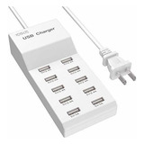 Cargador Usb 60w Con 10-puertos De Carga Rapida Color Blanco