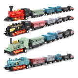 Juego De Minijuguetes De Vapor Pull Back Trains, Modelo 4, V