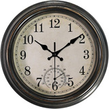 Reloj De Pared Smilemary 12'' Con Termómetro, Impermeable