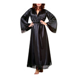Bata De Baño Tipo Kimono Larga De Seda Para Mujer