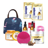 Crema Colágeno Máquina Crema Exfoliante Cintillo Bolso Set