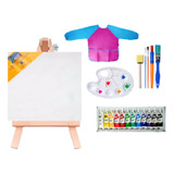 Set De Arte Para Niños Kit Para Pintar Pinceles Atril Paleta