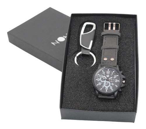 Reloj Hombre, Estuche, Set De Regalo, Llavero, Elegante