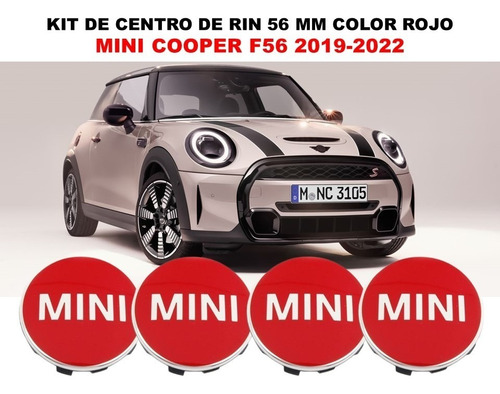 4 Centros De Rin Mini Cooper F56 19-22 Rojo 56 Mm