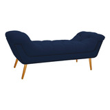 Recamier Estofado Veneza 195 Cm King Size Suede Azul Marinho