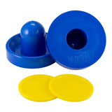 Manoplas Azules Para Mesa D Air Hockey Y Dos Discos Familiar