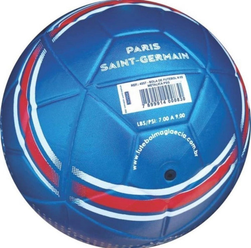 Bola De Futebol De Campo Nº 5 Metálica - Psg Cor Azul-aço