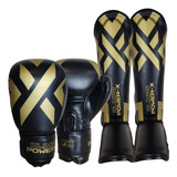 Kit De Muay Thai Luva + Caneleira Profissional Power-x