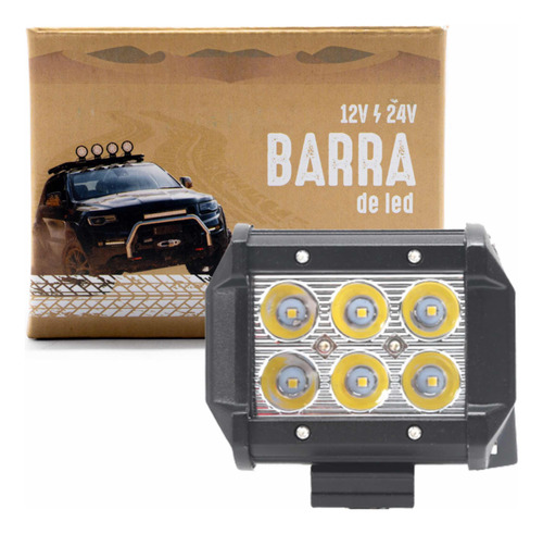 Barra Faro Auxiliar 18w 6 Led Cree Auto Moto Cuatri Off Road