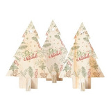 Set X 3 Árbol De Navidad En Madera Feliz Navidad, Regalo 