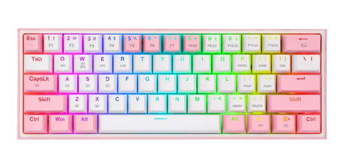 Teclado K616 Rgb Fizz Pro Mecánico Redragon Blanco-rosa