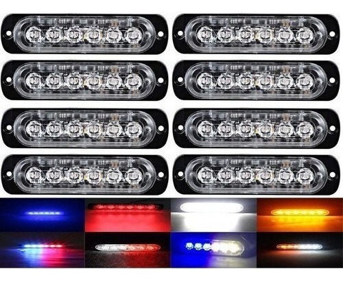 Barra Estroboscópica De 8 Faros Led Laterales